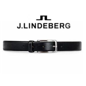 J.Lindeberg Black Leather Belt Minimalist Designer Dress Casual Belt 38-42